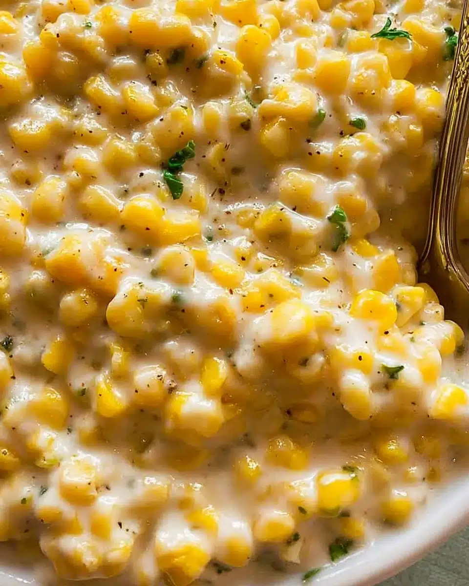 Delicious bowl of homemade creamed corn served as a side dish.