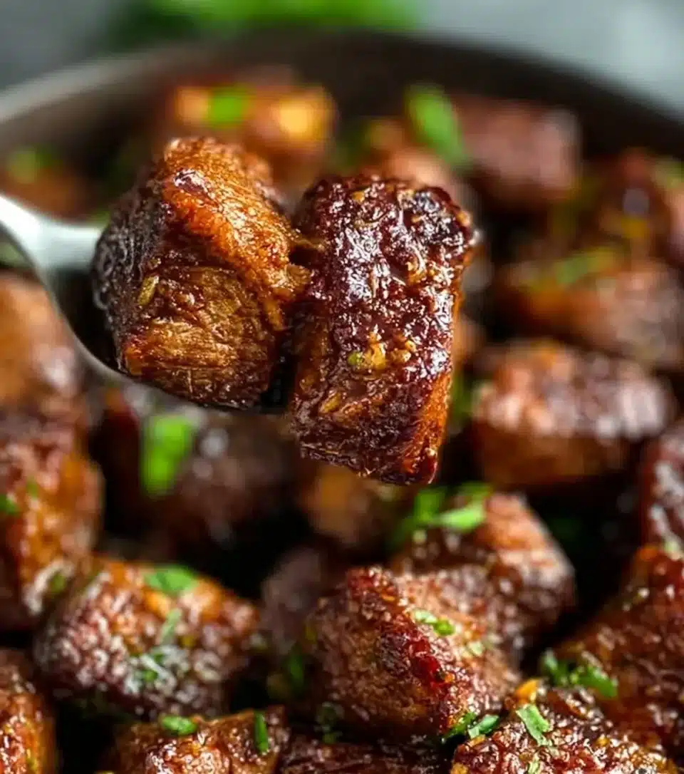 Delicious garlic butter steak bites served on a plate