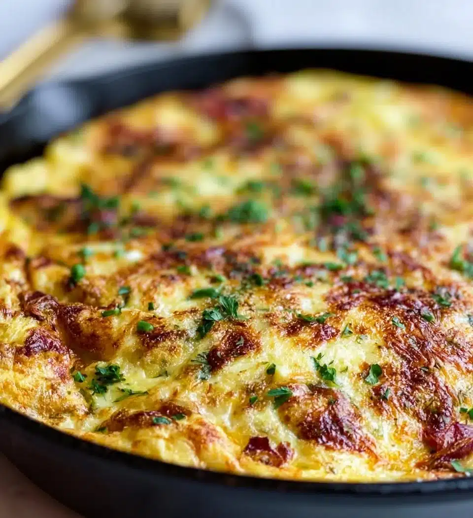 Delicious Italian Frittata with fresh vegetables and herbs
