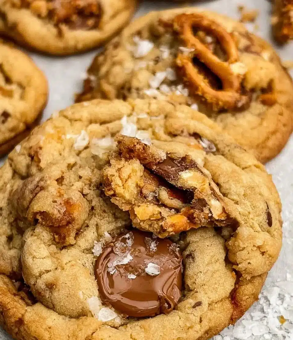 A plate of homemade kitchen sink cookies filled with chocolate and nuts.