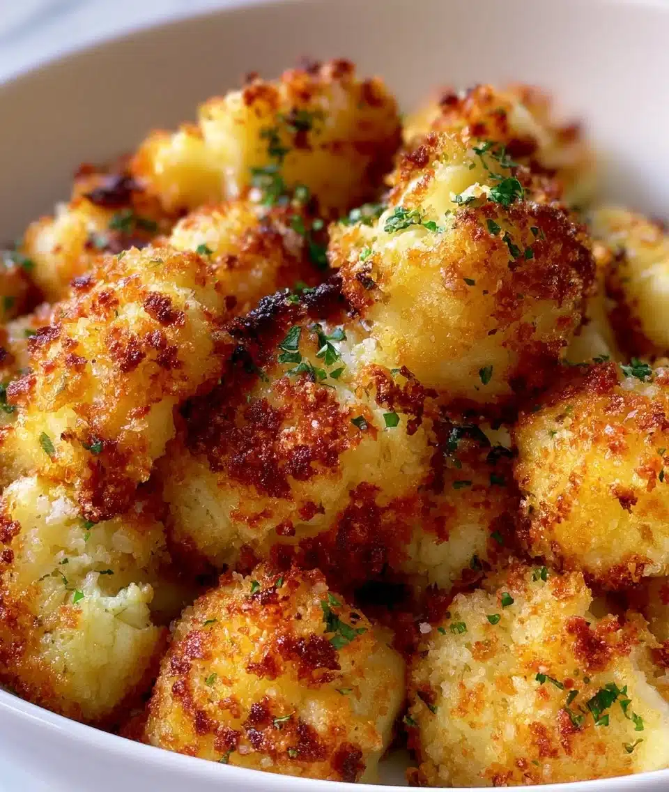 Golden-brown Parmesan Cauliflower Bites served as a delicious snack