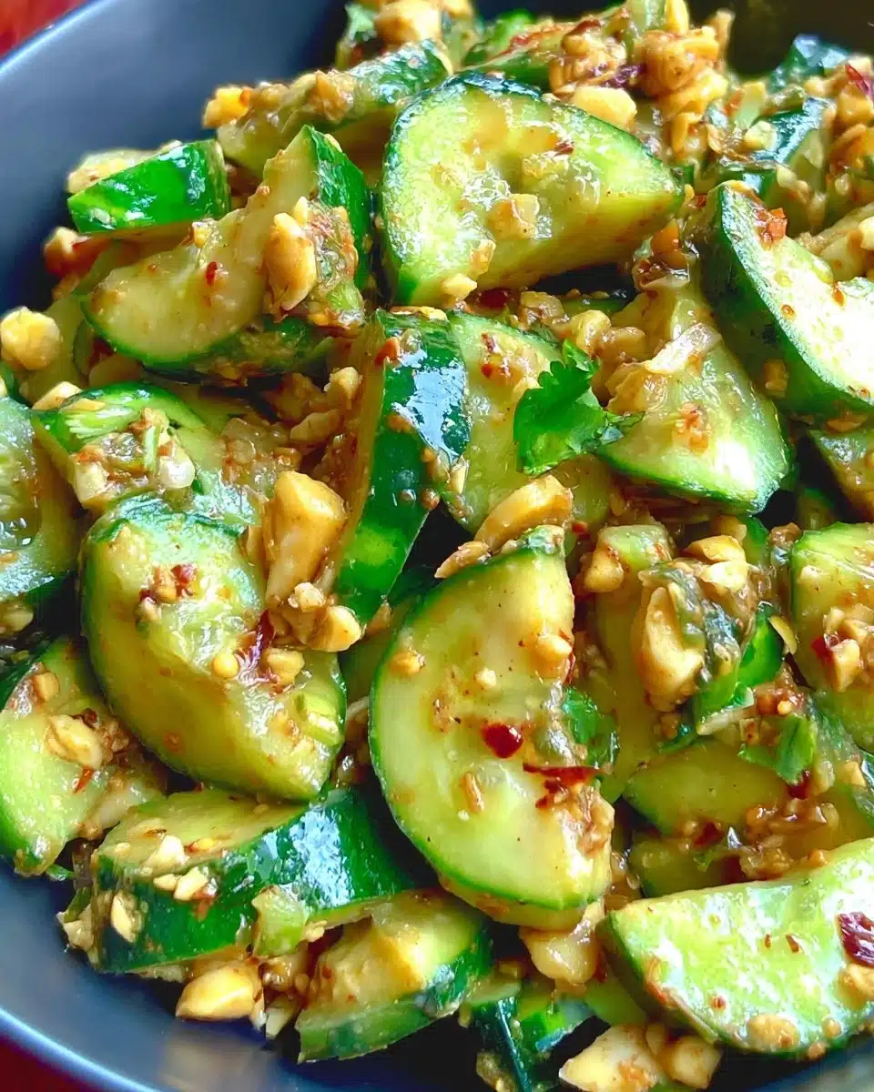 Peanut Cucumber salad with vibrant colors and crunchy texture