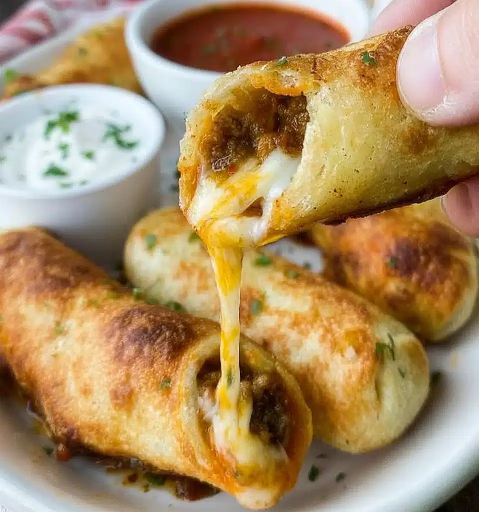 Plate of flavorful Taco Sticks served with salsa and toppings.
