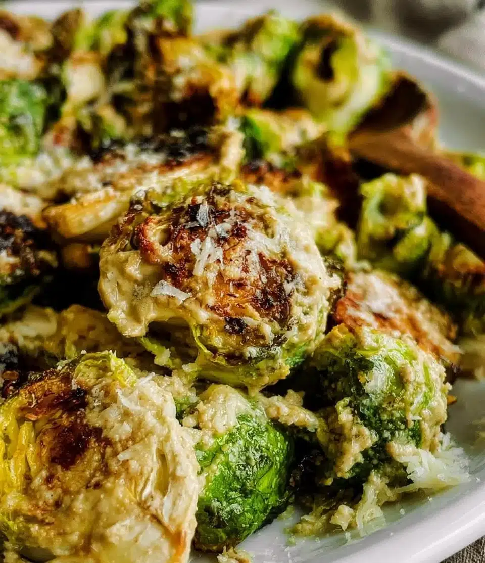Tahini Caesar Brussels Sprouts with creamy tahini dressing