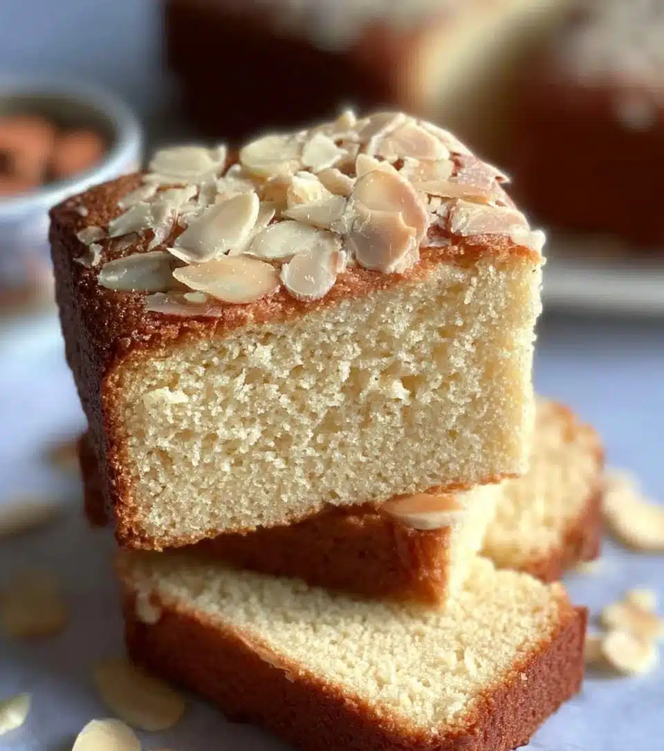 Deliciously moist almond flour cake with a golden crust and fresh toppings