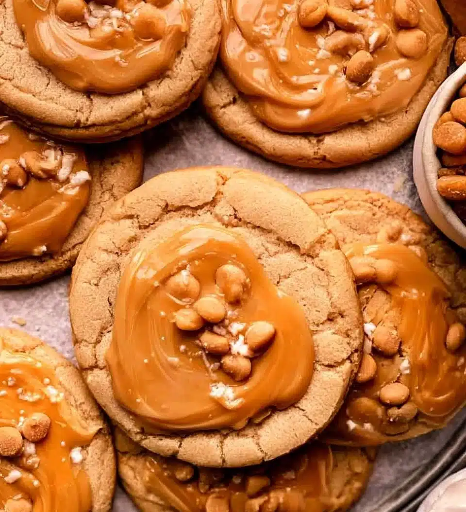 Freshly baked Butterbeer Cookies with a golden brown top and rich flavor