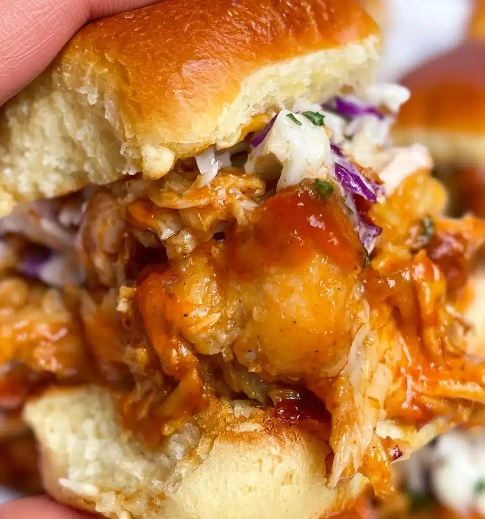 Delicious homemade chicken sliders served with fresh toppings on a platter.