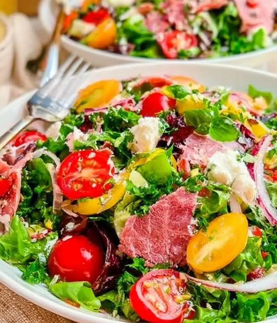 Chopped Italian Salad with fresh vegetables and Italian dressing