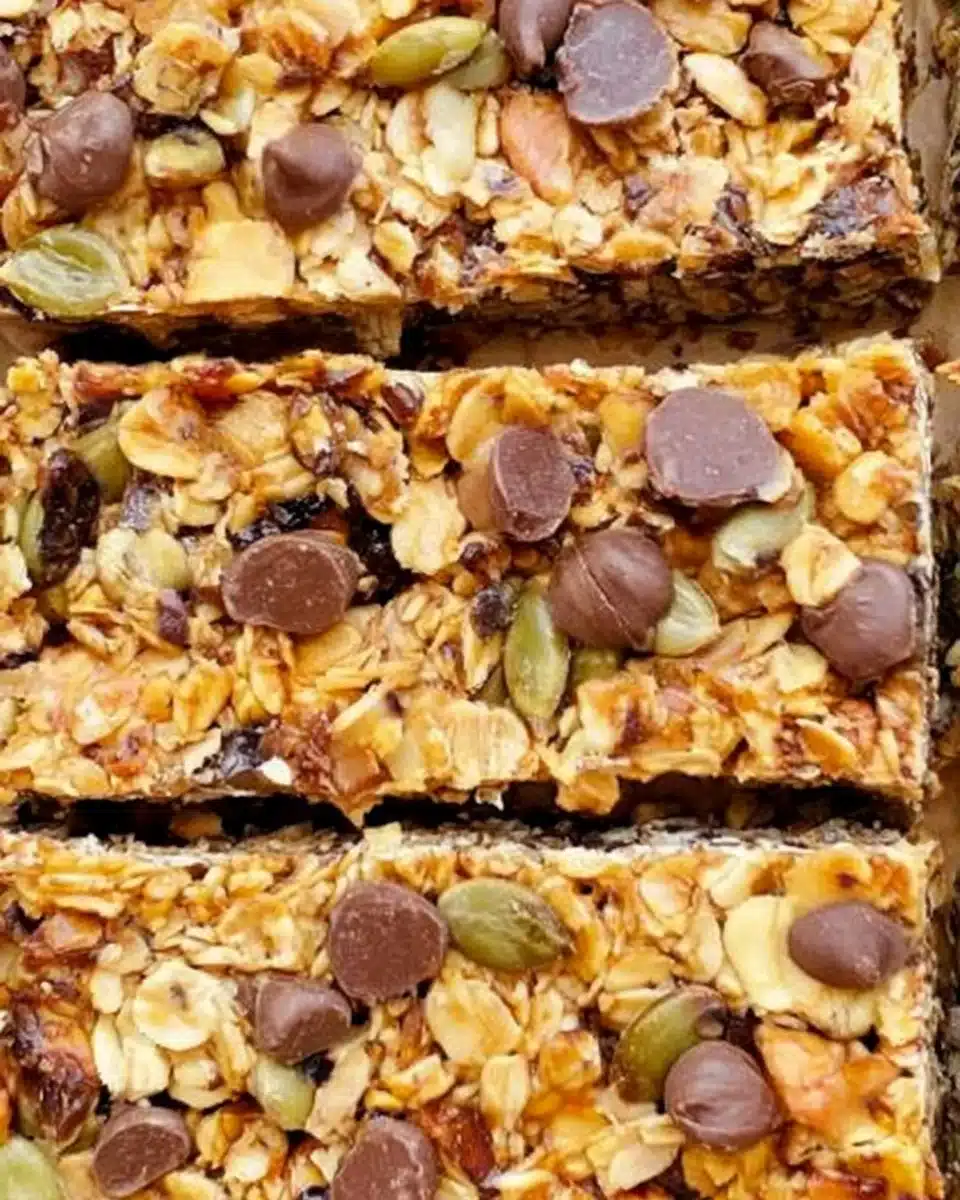 Homemade granola bars with nuts and fruits, healthy snack options.