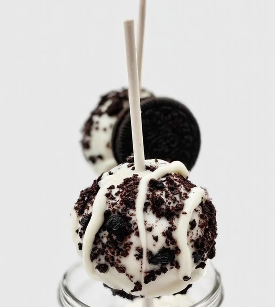Delicious homemade Oreo Cake Pops dipped in chocolate.