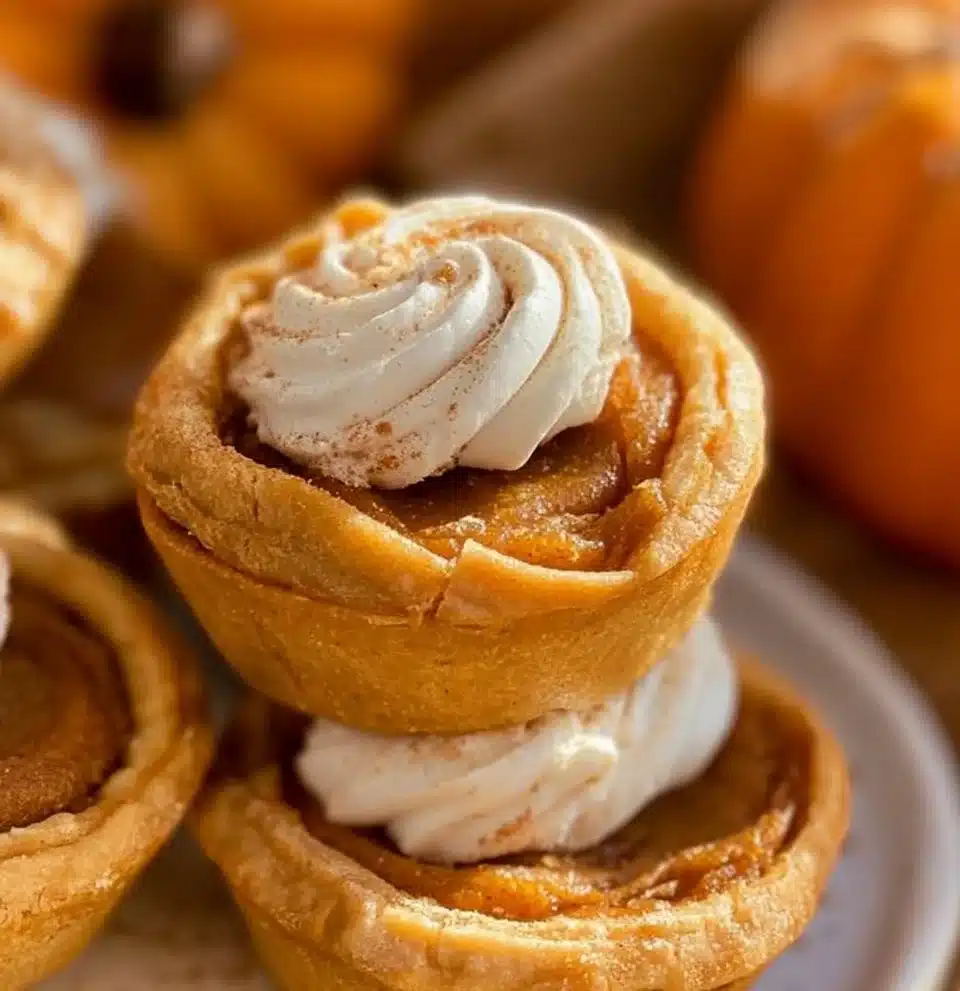 Delicious homemade pumpkin pies served on a rustic table.