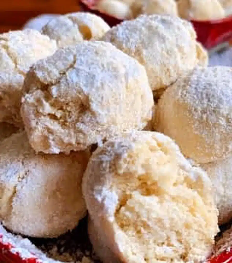 Delicious homemade snowball cookies dusted with powdered sugar