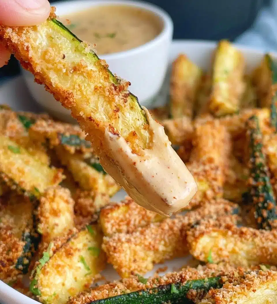 Crispy zucchini fries served with a dipping sauce