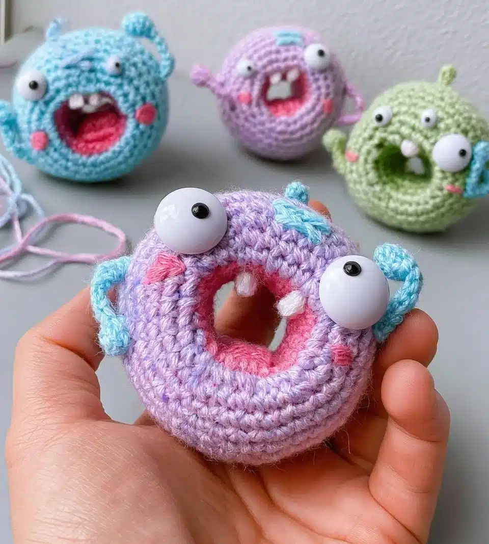 Cute donut amigurumi plush toy pattern and creation guide.