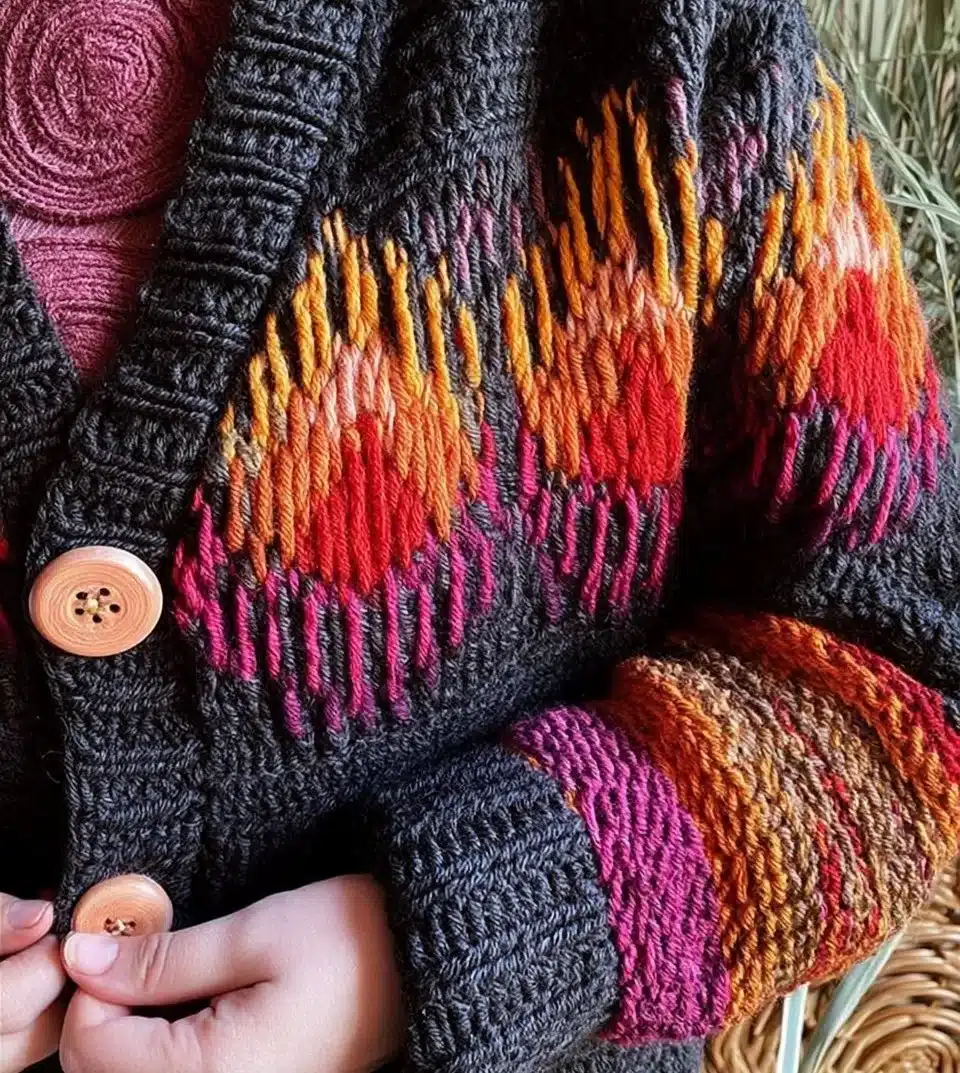Beautiful Mosaic Crochet Cardigan design showcasing intricate patterns.
