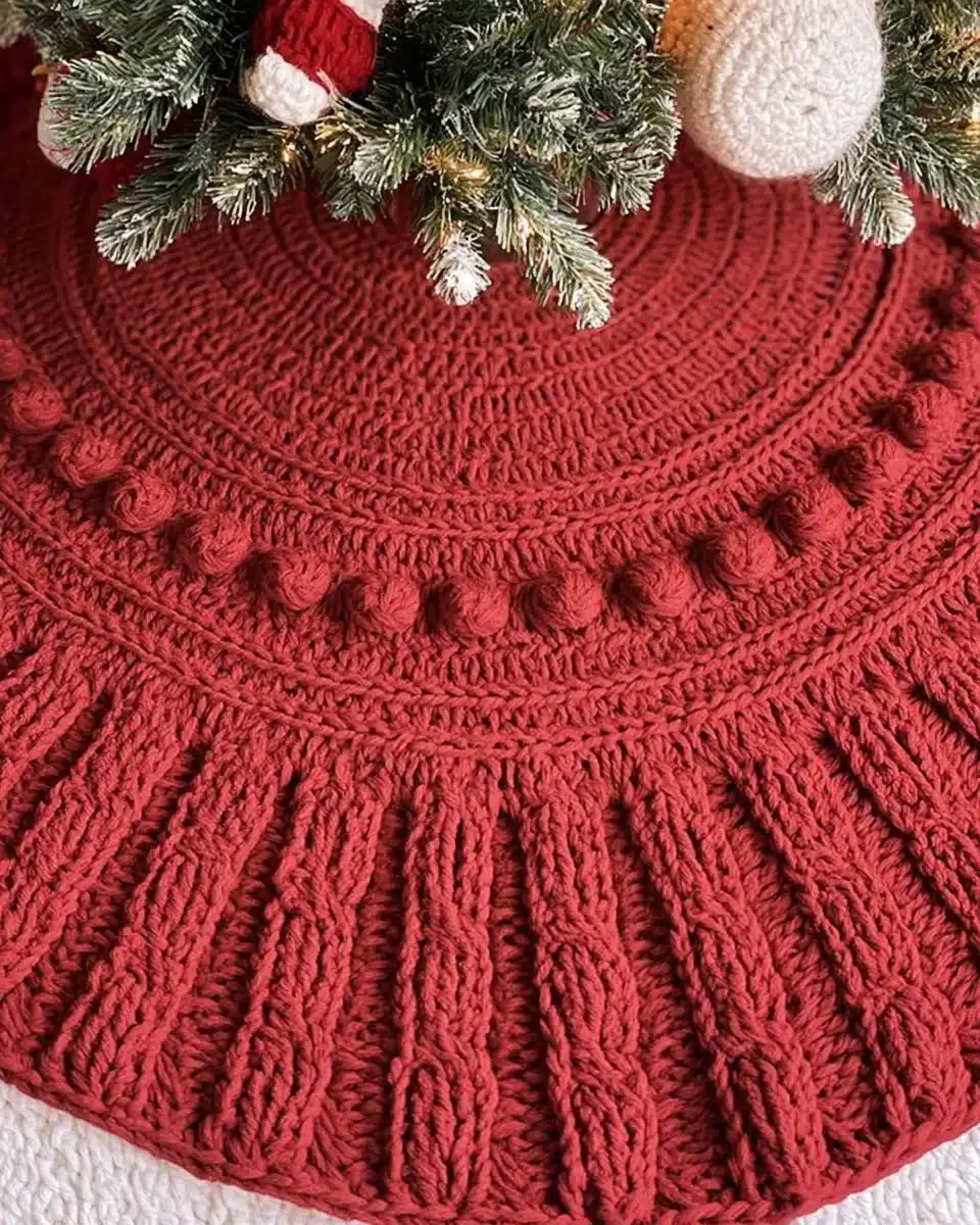 Decorative tree skirt for enhancing holiday Christmas tree decor
